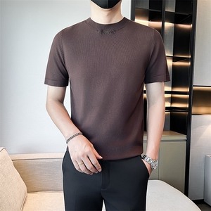 店主风男士圆领套头针织衫男新款修身刺绣毛衣301A-1/M11/P55控75图片