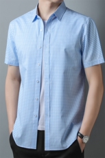 C2826钱塘2020-2夏季新款男士短袖纯棉牛津纺衬衫休闲百搭衬衣P64，男装衬衫，钱塘207-2