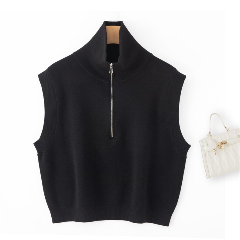 时尚百搭女士羊毛半拉链马甲，女装马甲，润匹羊绒