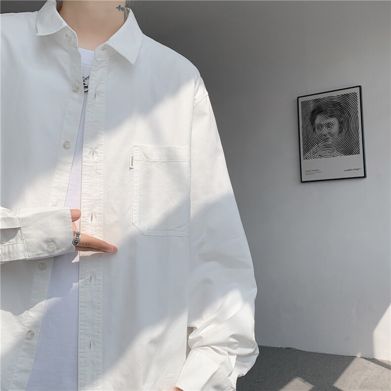 纯棉高品质纯色简约全棉情侣装白色长袖衬衣外套棉68,男装衬衫,电商A426-1(原A430-1)