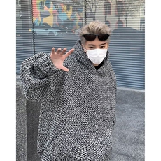 小香风连帽卫衣男2026春粗花呢宽松长袖上衣WB365-常规45，男装卫衣，星座412-2