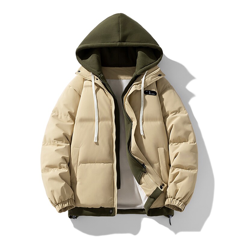 现货抖音得物二开三防加厚假两件拼接连帽棉衣冬季棉服LL9999,男装棉衣,电商A486