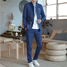 秋季中山装西服套装男士唐装两件套风外套A334-TZ810-P130，男装民族服装，电商B339(原A334）
