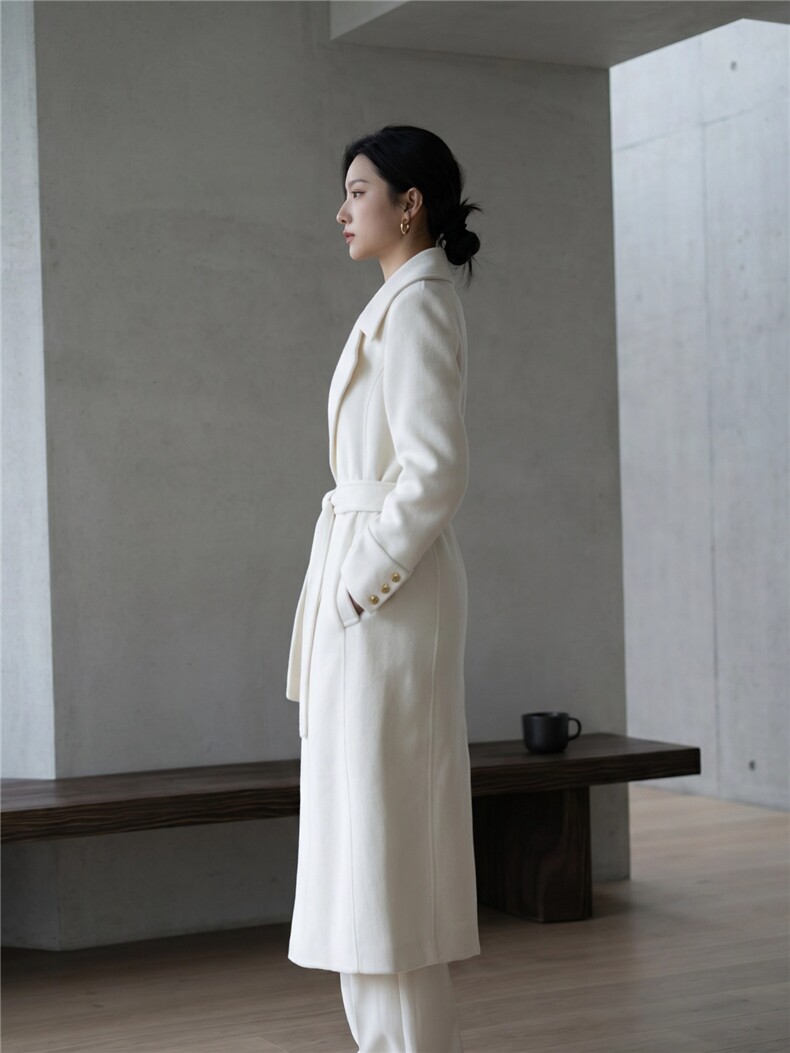 赫本风高级感秋冬新款双面羊绒大衣女长款气质通勤毛呢,女装双面呢大衣,天品羊绒工厂
