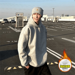 480G重磅加绒加厚硬挺boxy美式高街短款廓形连帽卫衣男女秋冬外套图片