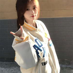 vibe简约棒球领美式刺绣棒球服外套春秋宽松潮长袖 JV77图片