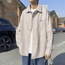 衬衫男条纹韩版潮流高街帅2023春秋新款ins宽松百搭外套CY007-P31，男装衬衫，星座412-2