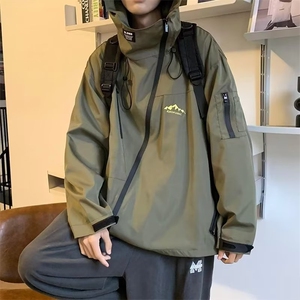 户外骑行服vintage冲锋衣夹克美式复古半高立领连帽外套 JK9916图片