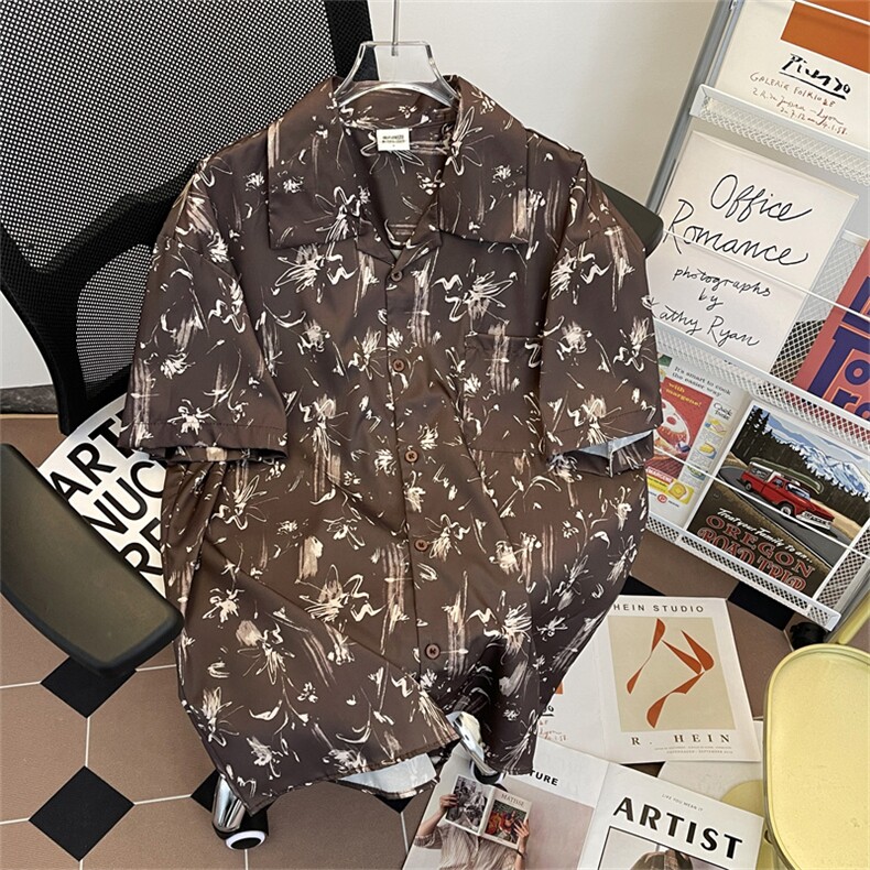 衬衫男士短袖韩版潮流高街帅气百搭宽松2024夏季ins外套CY917-P32,男装衬衫,星座412-3