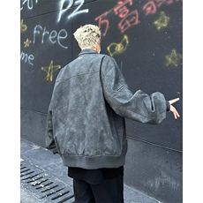 扎染皮衣夹克男女韩版潮流高街宽松2025春季新款ins外套W6610-P65，男装皮衣，星座412-1