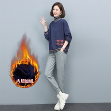 长期现货，加绒运动套装女冬装休闲时尚卫衣洋气品牌减龄两件套，女装卫衣/绒衫，涵誉