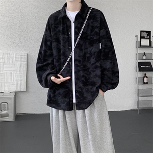 衬衫男春季新款港风宽松大码灯芯绒扎染长袖衬衫CS8108-P42图片