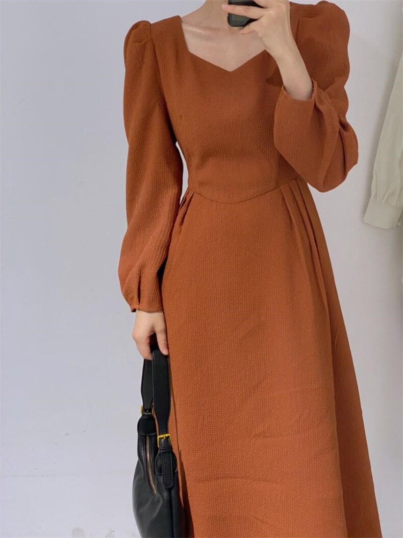 收腰连衣裙，女装连衣裙，驿谷