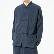 22601^风棉麻唐装外套新中式茶禅服春秋复古风衬衫居士服，男装夹克，钱塘777(原3023)