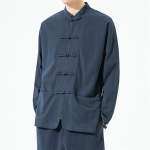 22601^风棉麻唐装外套新中式茶禅服春秋复古风衬衫居士服图片