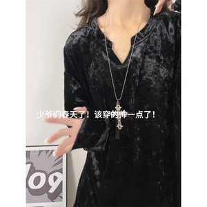 XZ809A/CX609/特P24/控48    高级感钻石绒V领长袖T恤卫衣图片