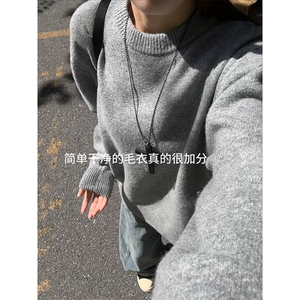 潮流氛围感日系舒适上衣经典圆领设计慵懒风毛衣HY872TP35无差价图片