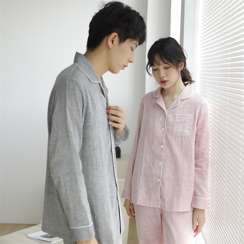蔓秋新款全棉双层纱布女款长袖长裤套装,女装床单,一起卖家纺