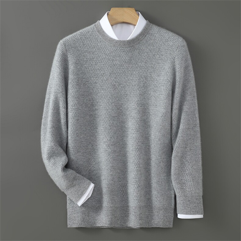 羊毛套衫男圆领针织毛衣长袖休闲2024冬新款保暖男装，男装羊毛衫，宇灿羊绒