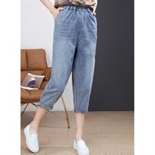 2022夏季新款时尚气质大方潮流简约牛仔裤，女装牛仔裤，丽影随形