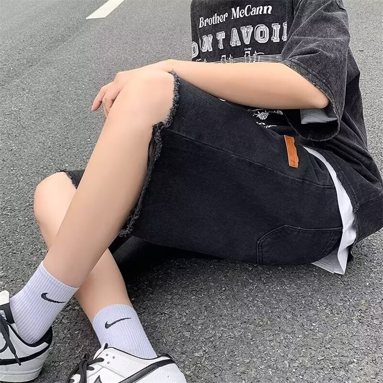 水洗破洞牛仔短裤男夏季潮牌美式痞帅毛边炸街中裤1001-1D1052P35,男装牛仔裤,星座1001-1
