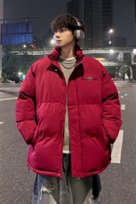 外景冬季酒红加厚面包服男宽松大码保暖棉衣立领外套MF00434/P90，男装棉衣，电商B316