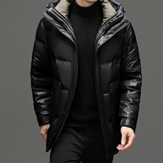 羽绒服男装冬季加厚保暖中年爸爸装上衣年男士商务休闲连帽外套，男装羽绒服，电商B212（原钱塘6029）