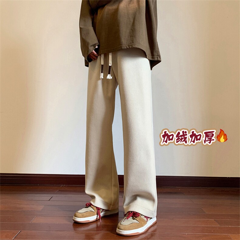 加绒毛呢休闲裤 D2214-TP45控价58 港风冬季纯色休闲裤男生长裤图片