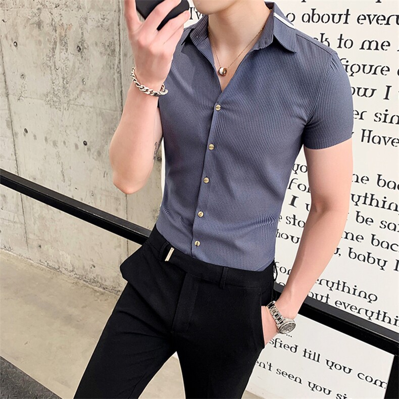 夏季新款英伦风男士修身短袖衬衫男士衬衣A313/C52/,男装衬衫,电商A313