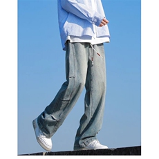 牛仔裤男直筒宽松休闲男生春秋男士阔腿裤子男款1008-LB00122-p53，男装牛仔裤，星座1008