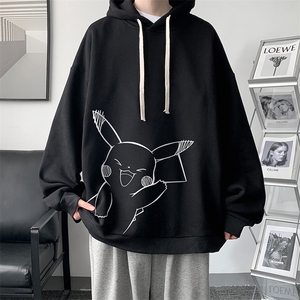 WY2193-P35 加绒款-P40 纯棉连帽卫衣男大码运动帽衫宽松薄外套男图片