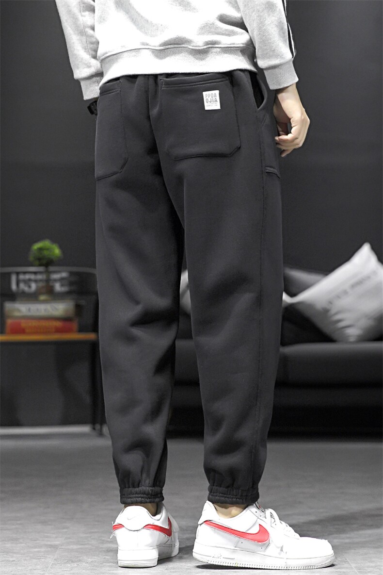 2019冬季新沙发墙日系大码潮男束脚拼接加绒加厚休闲卫裤K570-P55,男装休闲裤,电商A001