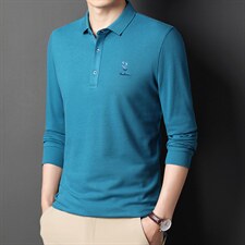 LB802男式2023秋季新款长袖全棉T恤男韩版商务休闲男装体恤P58图片