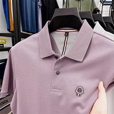 丝光棉纯棉短袖T恤男士休闲宽松Polo衫纯色百搭休闲绣花半袖上衣，男装Polo衫，电商B212（原钱塘6029）