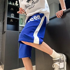 五分裤男2025夏季新款华夫格休闲中裤运动短裤女大字母K1076-P26，男装牛仔裤，星座207