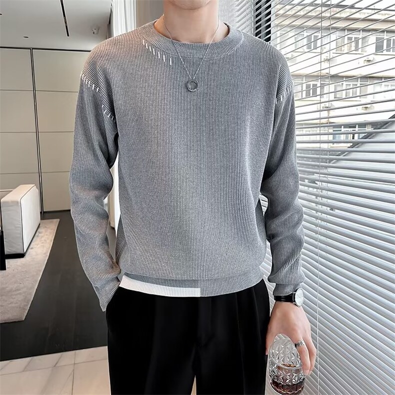 男装春秋季时尚圆领毛衣男士休闲针织衫线衣百搭打底衫S569,男装针织衫/毛衣,星座1116A-2（原606A-1）