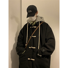 1港风牛角扣加棉呢大衣可拆卸帽大码M-5XL外套男FY8716P138控188，女装短外套，星座226-2