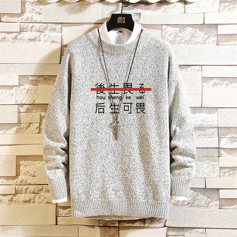 M19028-P45 加绒款-P65 加厚加绒毛衣男大码毛线衣男针织衫 砖墙图片
