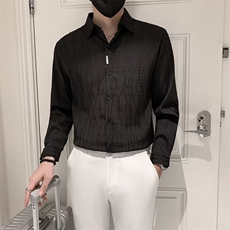 春夏高级感新款提花痞帅男士长袖衬衫男修身上衣CS306-P45，男装衬衫，星座1109-3