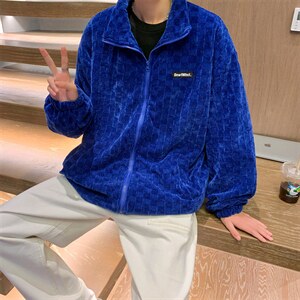 Wt157-P68纯色华夫格拉链外套夹克图片