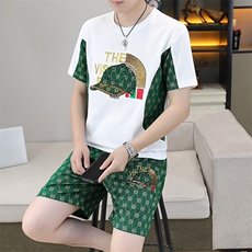 83666-P65男士夏季套装短袖t恤短裤穿搭一整套夏天薄款潮牌休闲，男装T恤，电商D310B