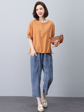 2023夏季新款休闲套装宽松显瘦牛仔裤两件套，女装套装/套裙，悦见她