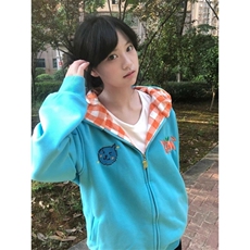 美式复古套头连帽字母卫衣女春秋宽松显瘦慵懒风休闲松弛感外套潮，女装短外套，星座506A