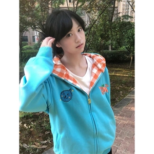美式复古套头连帽字母卫衣女春秋宽松显瘦慵懒风休闲松弛感外套潮图片
