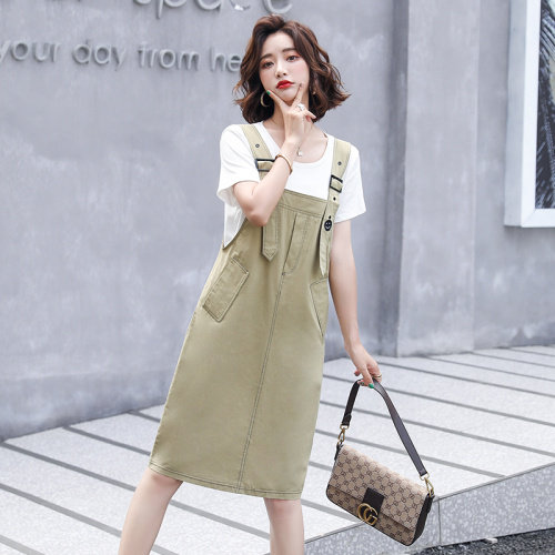 洋气背带裙套装女2022夏季新款女装韩版时尚气质休闲两件套套裙潮,女装套装/套裙,慧尚依恋