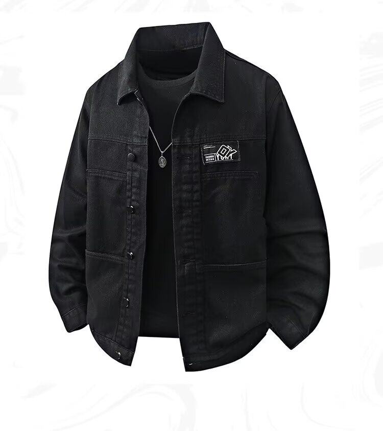 GM6105P65日系复古水洗做旧斜纹棉工装茄克口袋拼色大码翻领外套,男装工装外套,星座1108-5
