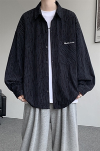 衬衫男秋季新款港风宽松灯芯绒扎染刺绣长袖衬衣CS8102-P42图片