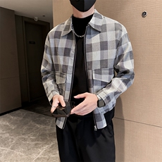 轻熟风男士秋冬格子2025秋季长袖夹克店主风JK8005-P130，男装夹克，电商A236