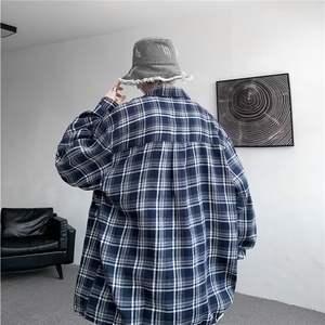 男士长袖衬衫外套2024新款春秋季男款休闲格子衬衣男装R18/P40图片