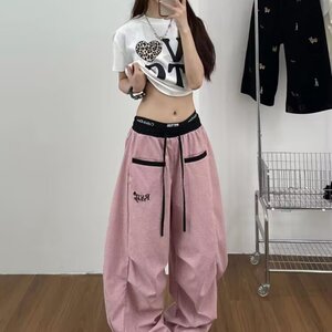 阔腿裤女高腰垂感拖地裤冰丝长裤初夏宽松直筒裤休闲运动裤子图片